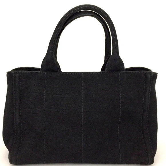 PRADA LOGI PLATE BLACK CANAPA BUJOU HAND BAG W/SHOULDER STRAP/1A3894 - Picture 12 of 14